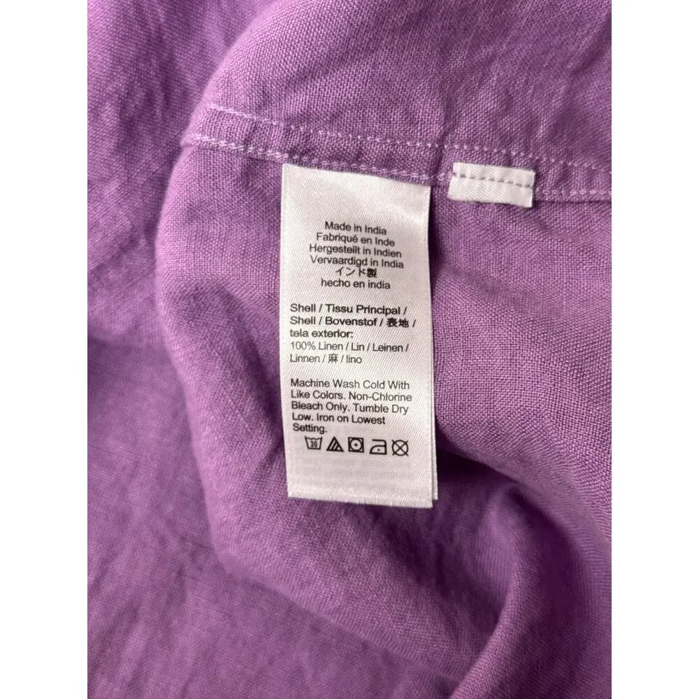 J Crew Shirt Small Mens Purple Baird McNutt Irish Linen Short Sleeve Button